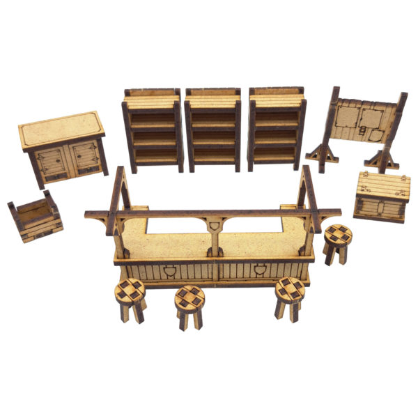 Accessoires d'auberge : bar & mobilier